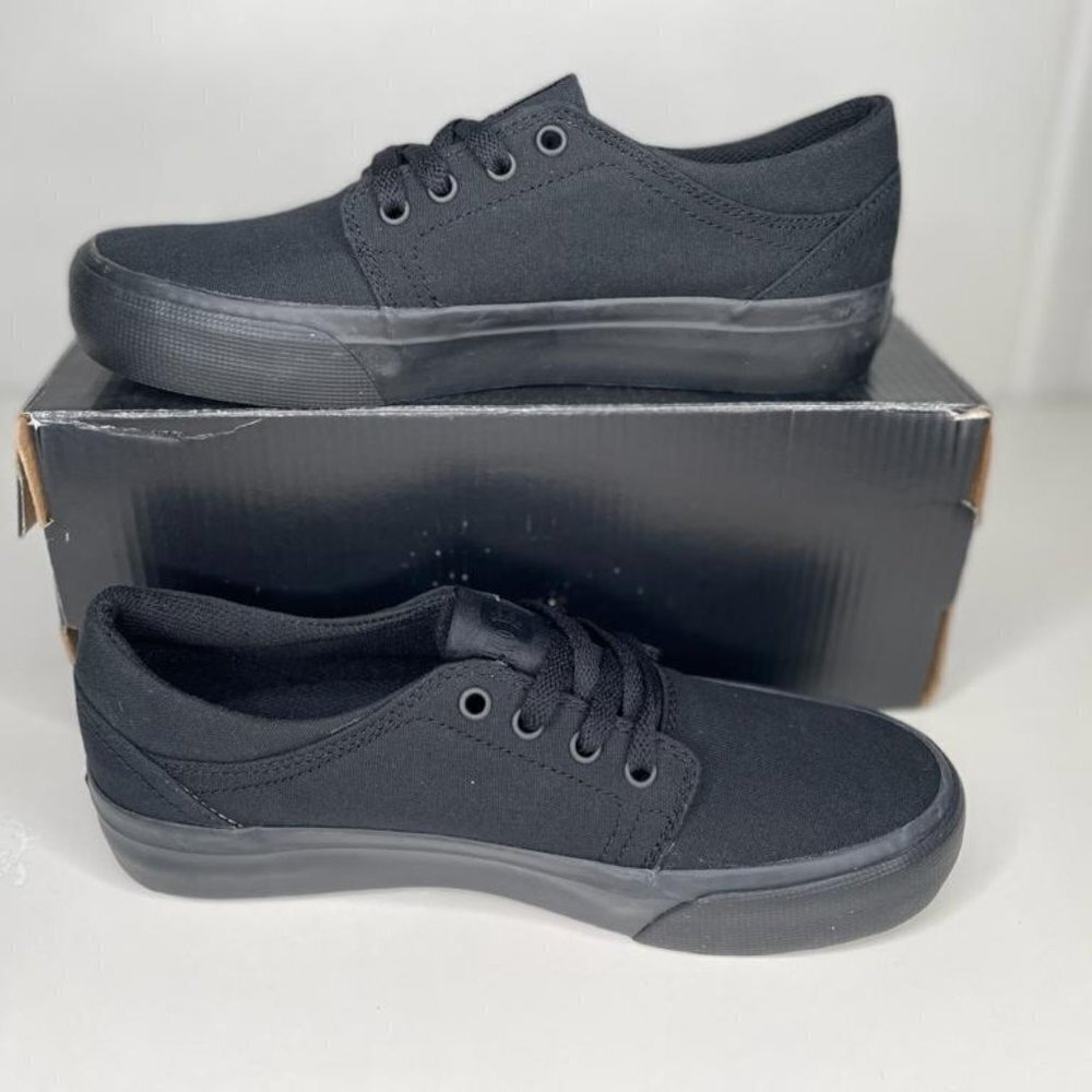 DC Shoes Youth‎ Trase TX Black Canvas Skate Sneakers ADBS300084 Size 5Y Goth Emo